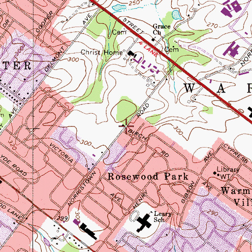 Topographic Map of Warminster Fire Department Station 92, PA