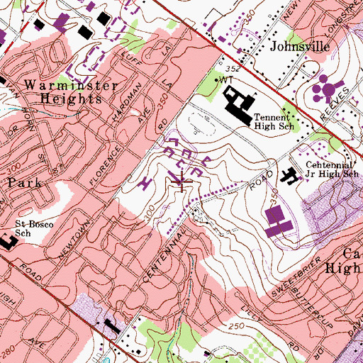 Topographic Map of Warminster Hospital, PA