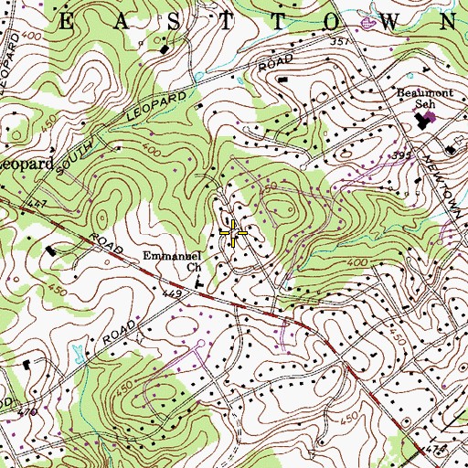 Topographic Map of Waynesborough Woods, PA