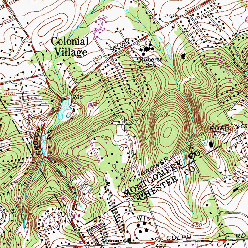 Topographic Map of Waynewoods, PA