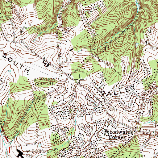 Topographic Map of West Bradford Township Building, PA