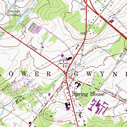Topographic Map of Spring House Village Shopping Center, PA