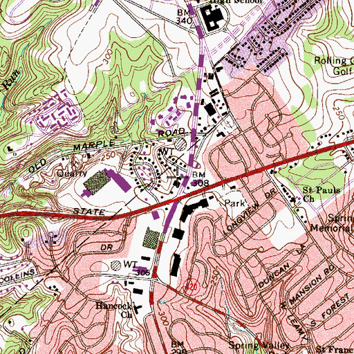 Topographic Map of Strayer University Delaware County Campus, PA