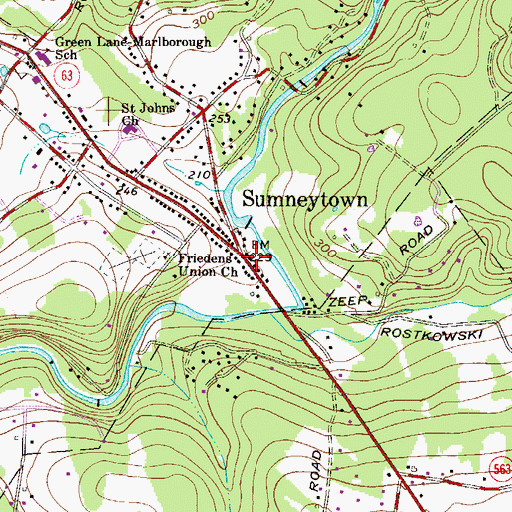 Topographic Map of Sumneytown Post Office, PA