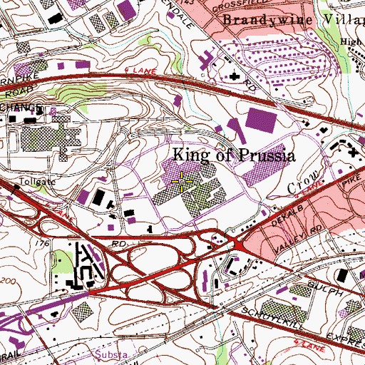 Topographic Map of The Court at King of Prussia Shopping Center, PA