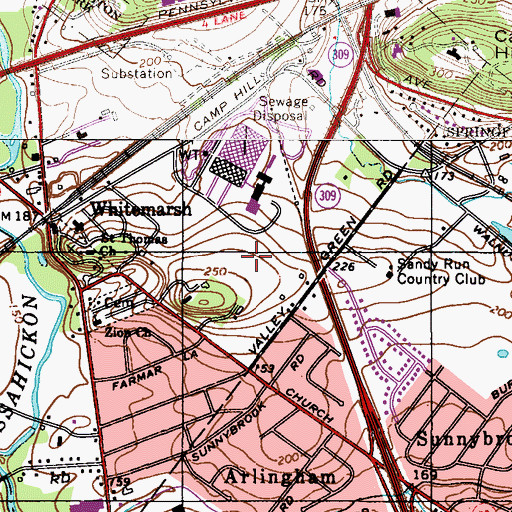 Topographic Map of The Estates at Whitemarsh Hills, PA