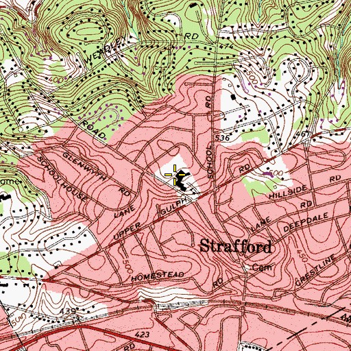 Topographic Map of Woodlynde School, PA