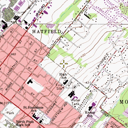 Topographic Map of Wynwood Estates, PA