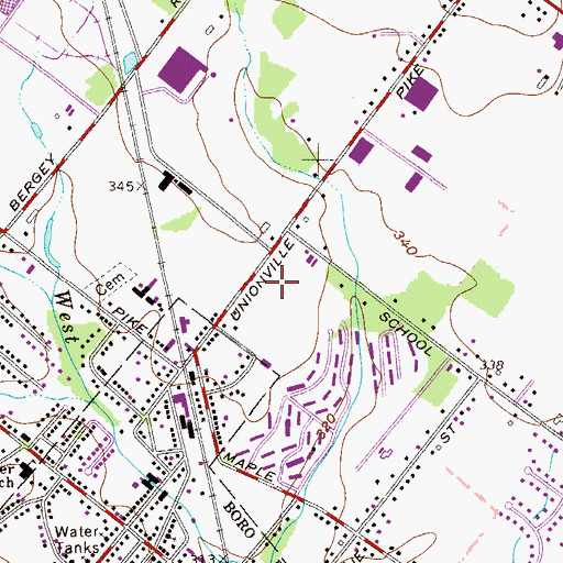 Topographic Map of Yorkshire Commons, PA