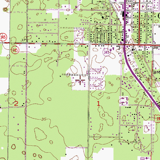 Topographic Map of City of Chiefland Eddie Buie Park, FL