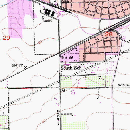 Topographic Map of South Elementary School, CA