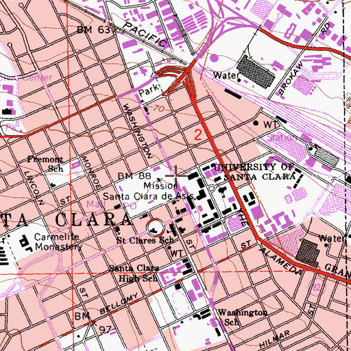 Topographic Map of Cesar Chavez Commons, CA