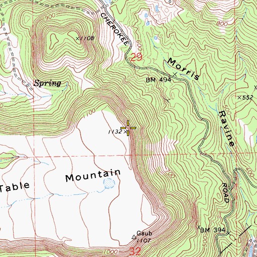 Topographic Map of South Table Mountain, CA