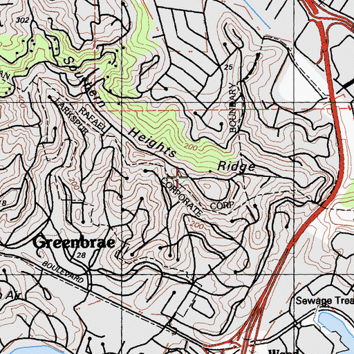 Topographic Map of Southern Heights Ridge, CA