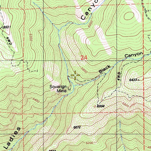 Topographic Map of Sovereign Mine, CA