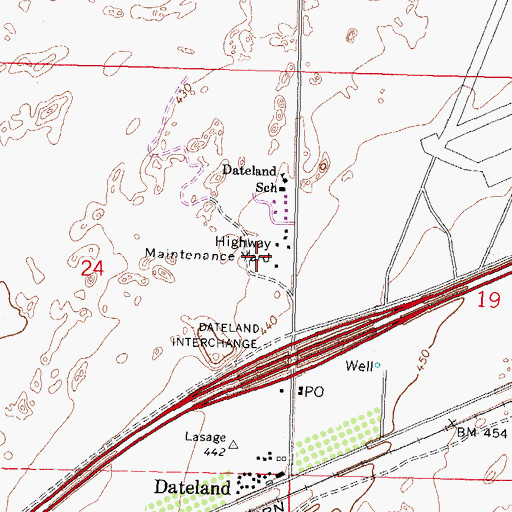 Topographic Map of Dateland Highway Yard, AZ