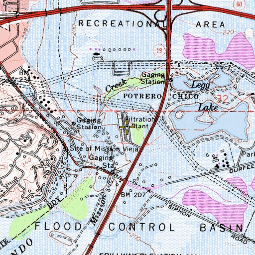 Topographic Map of Whittier Narrows Water Reclamation Plant, CA