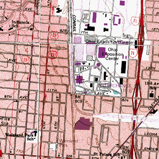 Topographic Map of O'Neill Building, OH
