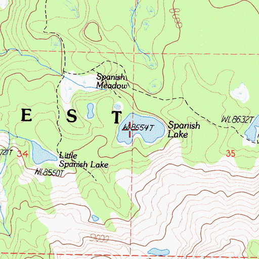 Topographic Map of Spanish Lake, CA