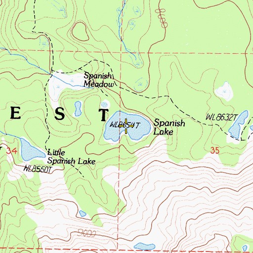 Topographic Map of Spanish Lake, CA