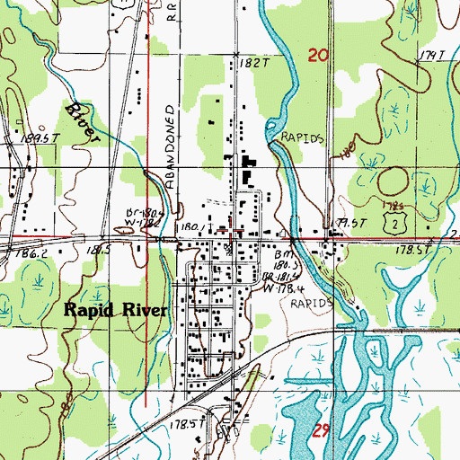 Topographic Map of Ensign Township Fire Department, MI