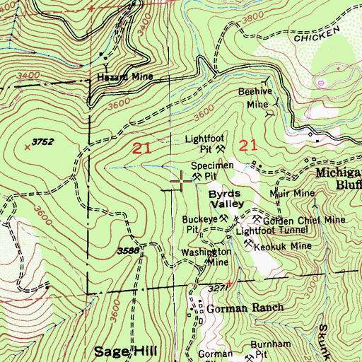 Topographic Map of Specimen Pit, CA