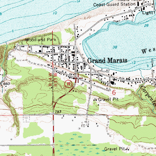 Topographic Map of Grand Marais Station (historical), MI