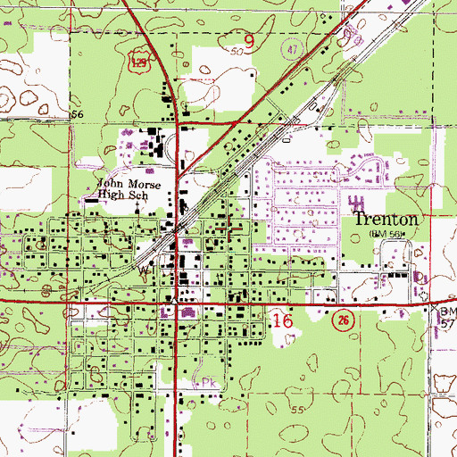 Topographic Map of Trenton United Methodist Church, FL