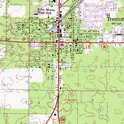 Topographic Map of Trenton Police Department, FL