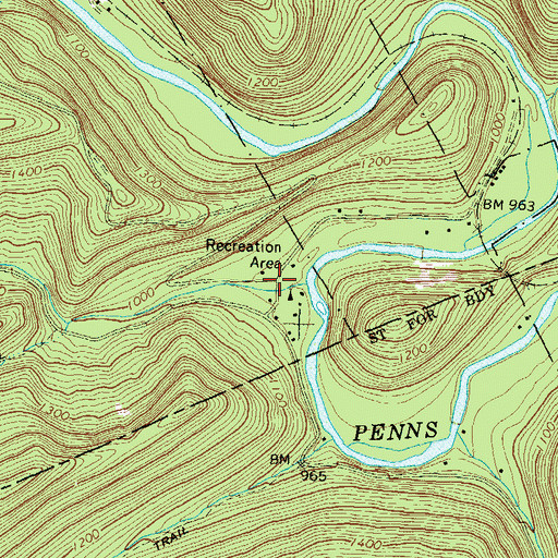 Topographic Map of Poe Mills (historical), PA