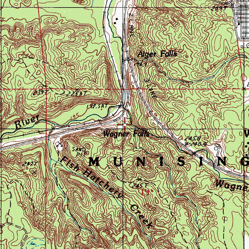 Topographic Map of Wagner Falls State Scenic Site, MI