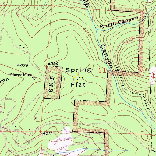 Topographic Map of Spring Flat, CA