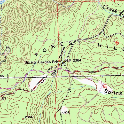Topographic Map of Spring Garden School, CA