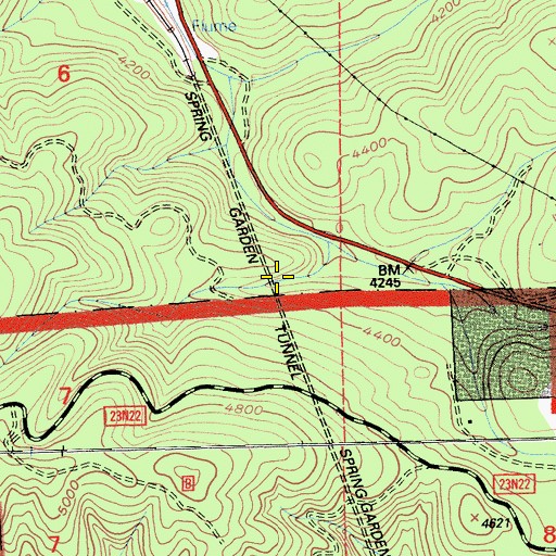 Topographic Map of Spring Garden Tunnel, CA