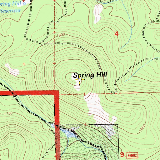 Topographic Map of Spring Hill, CA