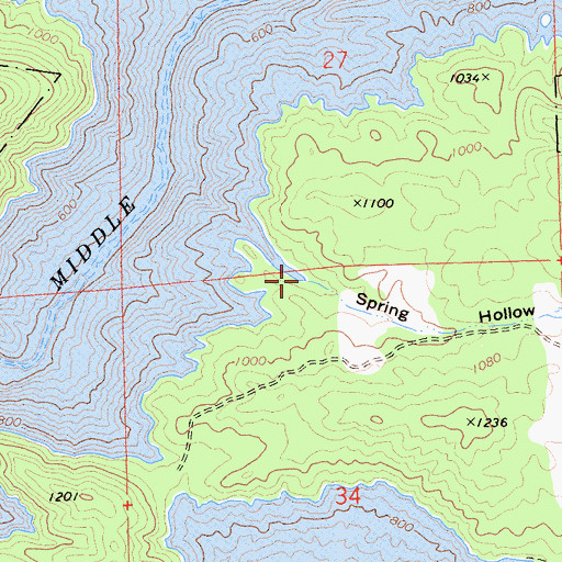 Topographic Map of Spring Hollow, CA