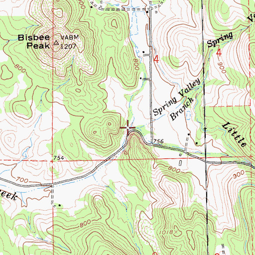 Topographic Map of Spring Valley Branch, CA