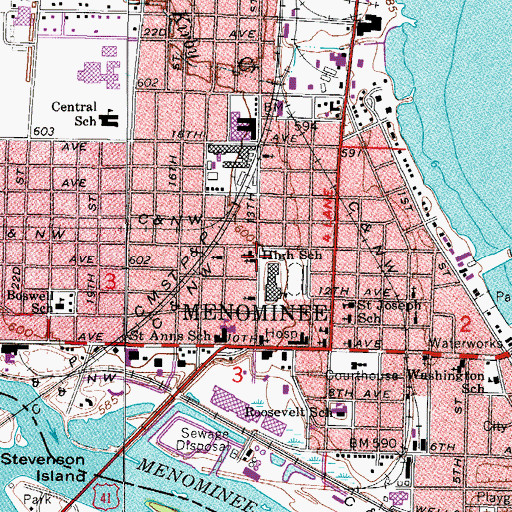 Topographic Map of Bethel Evangelical Lutheran Church, MI