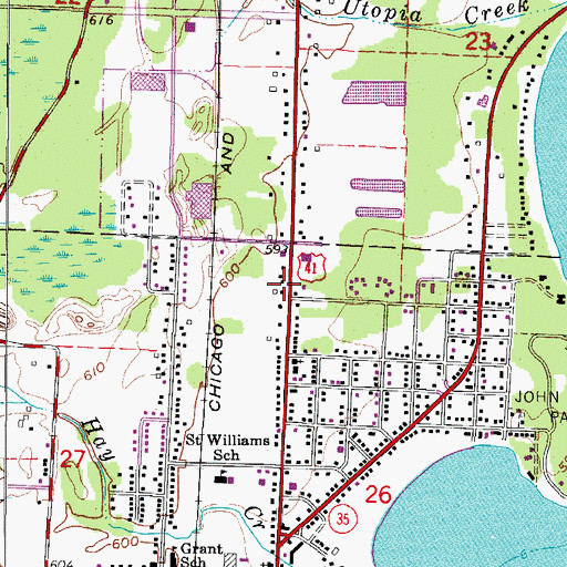 Topographic Map of Menominee Church of Christ, MI