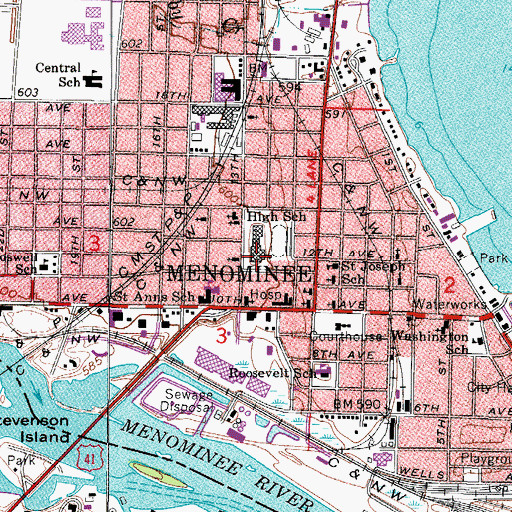 Topographic Map of Blesch Intermediate School, MI