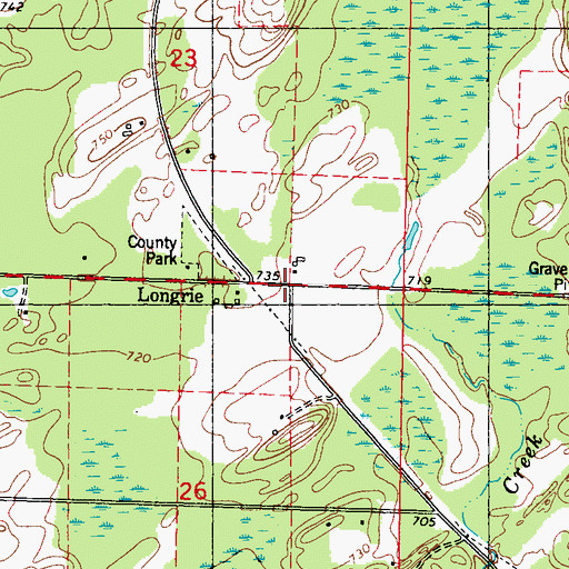 Topographic Map of Longrie Station (historical), MI