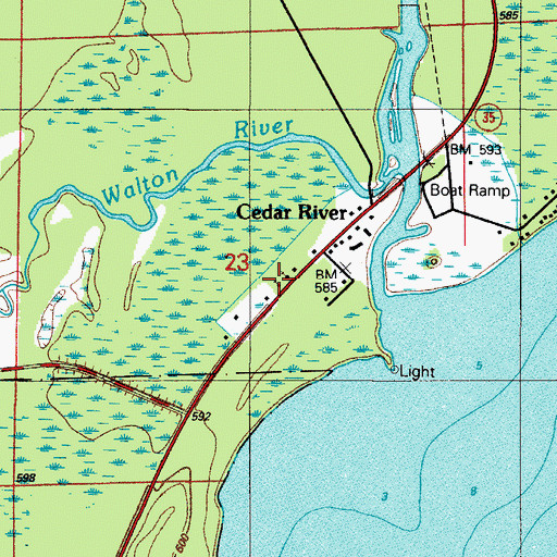 Topographic Map of Cedar River Community Chapel, MI