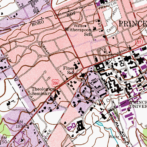Topographic Map of Princeton Borough Municipal Building, NJ