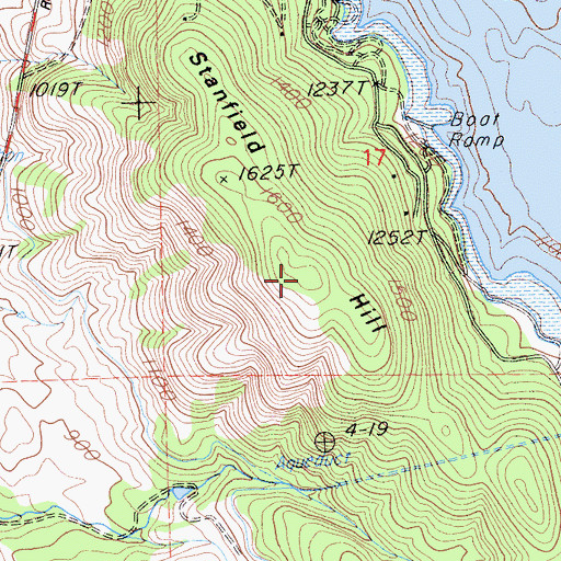 Topographic Map of Stanfield Hill, CA