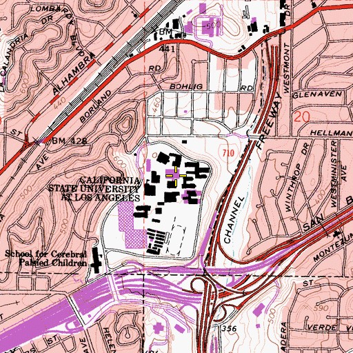Topographic Map of Los Angeles County High School For The Arts, CA