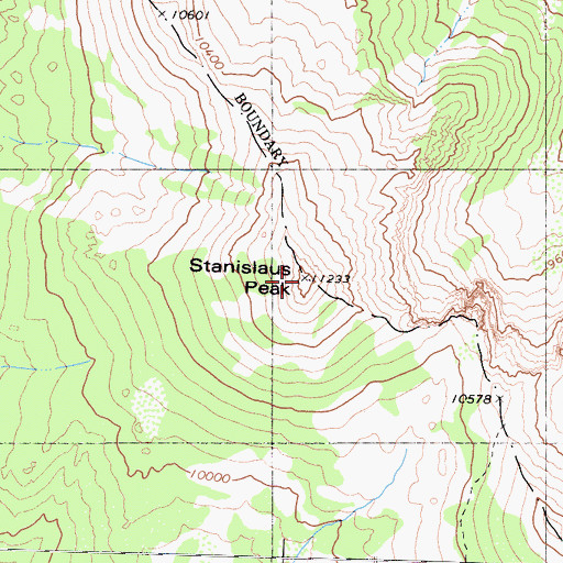 Topographic Map of Stanislaus Peak, CA