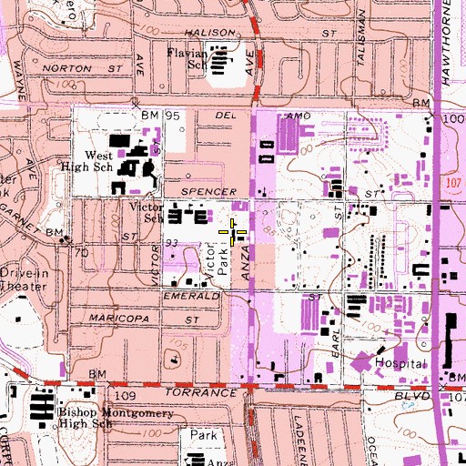 Topographic Map of Saint James School, CA