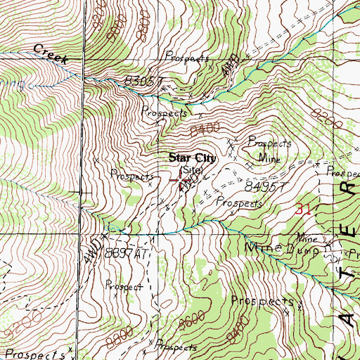Topographic Map of Star City, CA