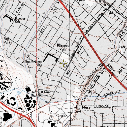 Topographic Map of Green Acres, CA