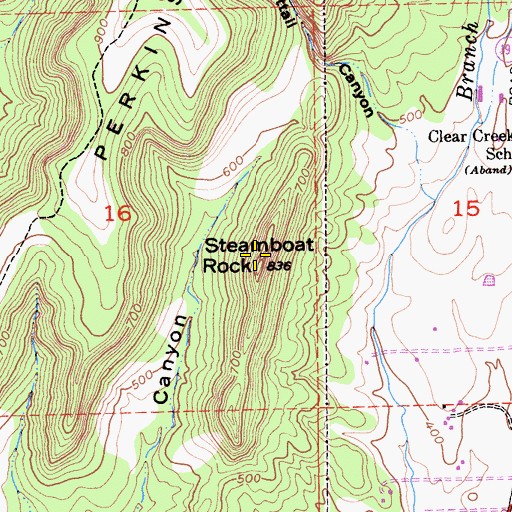 Topographic Map of Steamboat Rock, CA